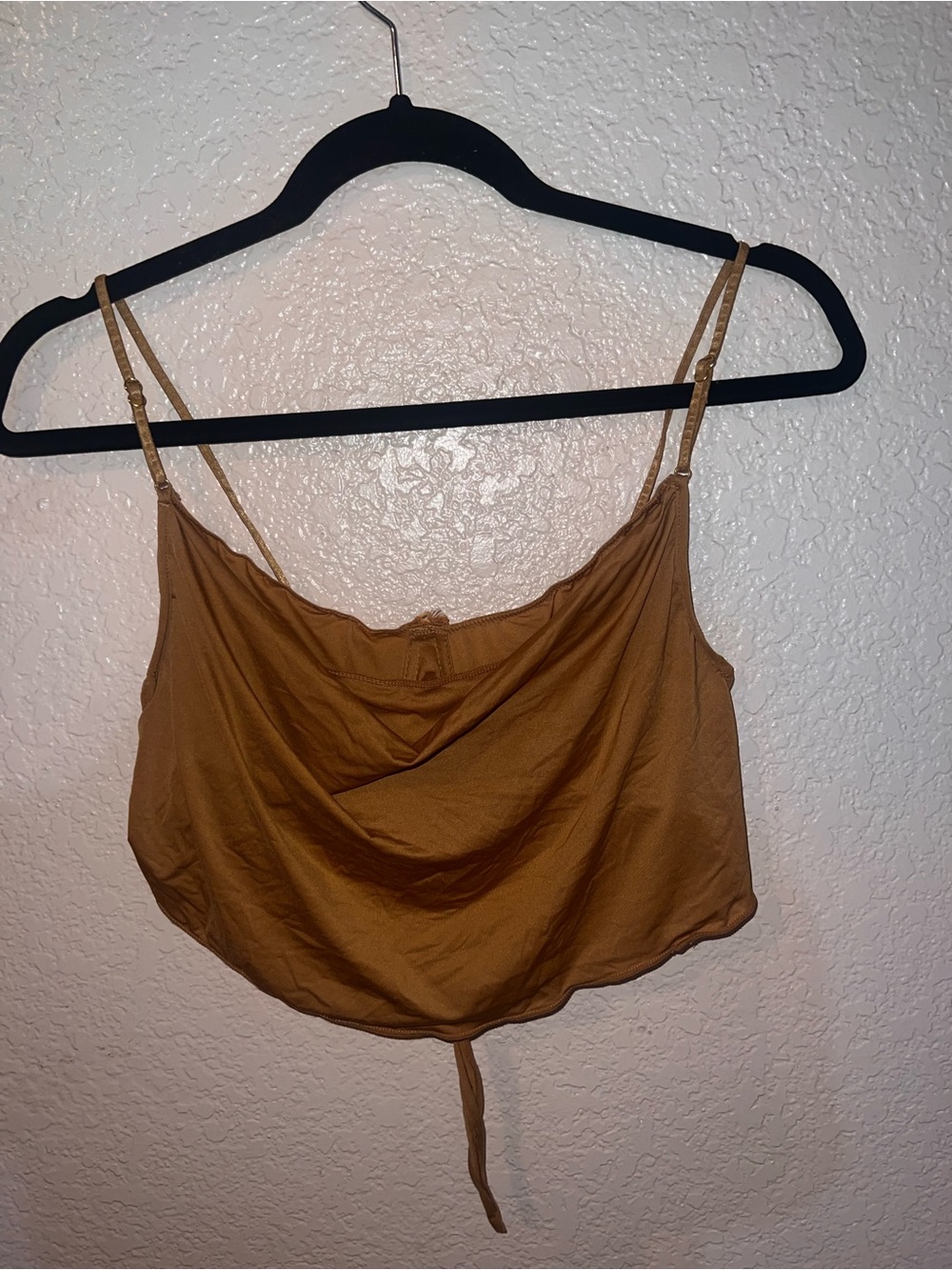 NWOT Urban Outfitters Brown Tie-Front Cowl Crop Cami - Picture 1 of 3